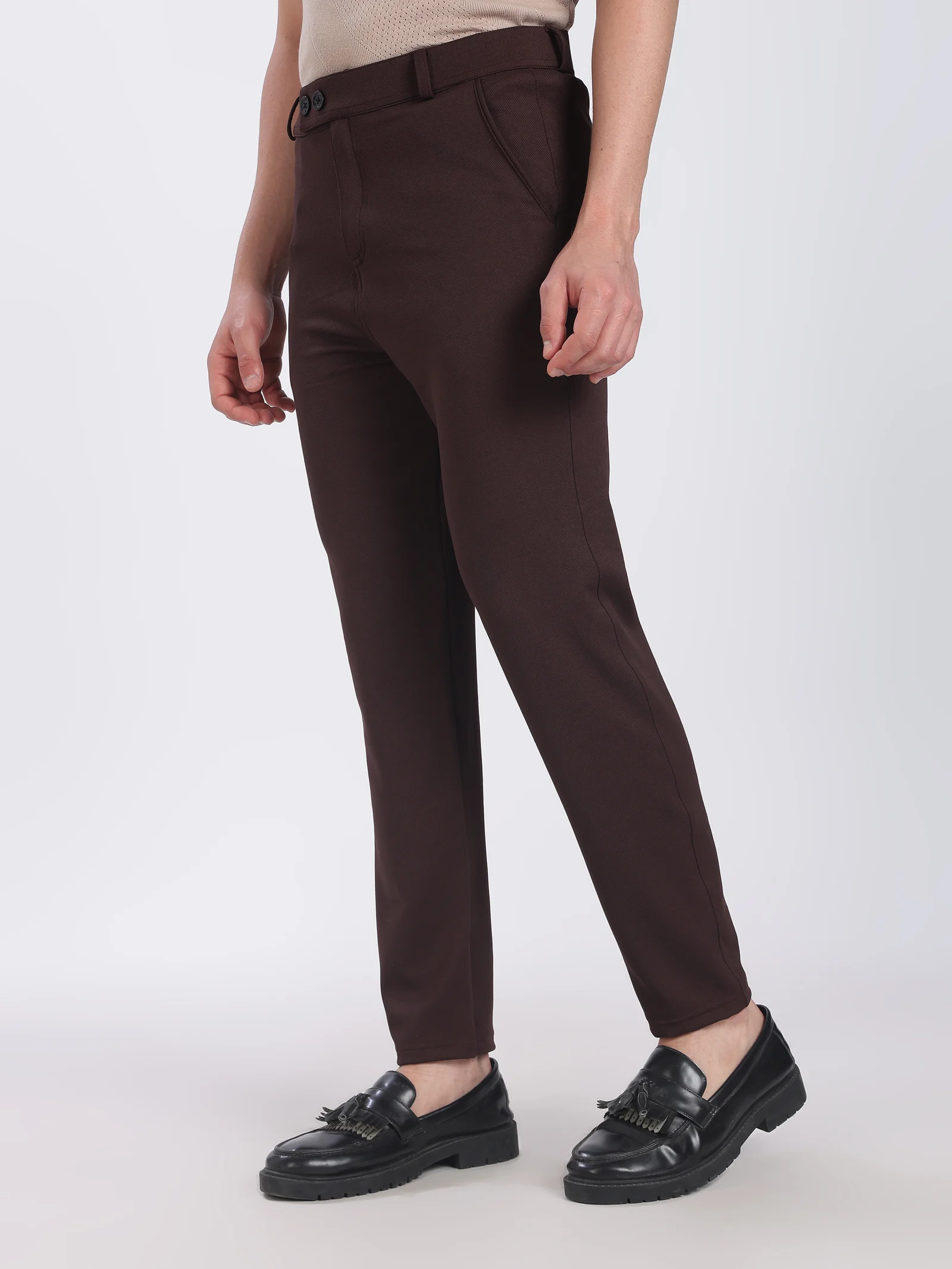 Lycra Formal Pant for Men (Chocolate Brown)